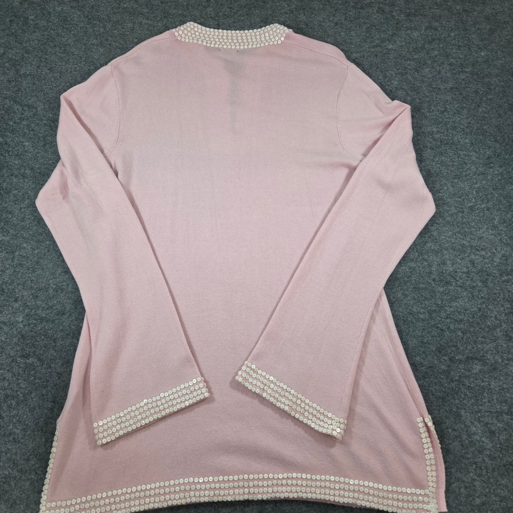 J.McLaughlin Womens Light Pink Sequin Embellished Split Neck Knit Sweater Large - Picture 5 of 7